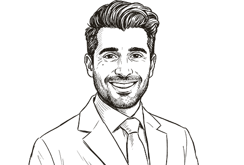 Ink portrait of Dr. Ramsen Warda